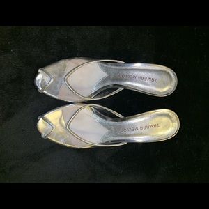 Tamara Mellon glass heel peep toe PVC sandals